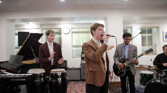 Band performing in studio